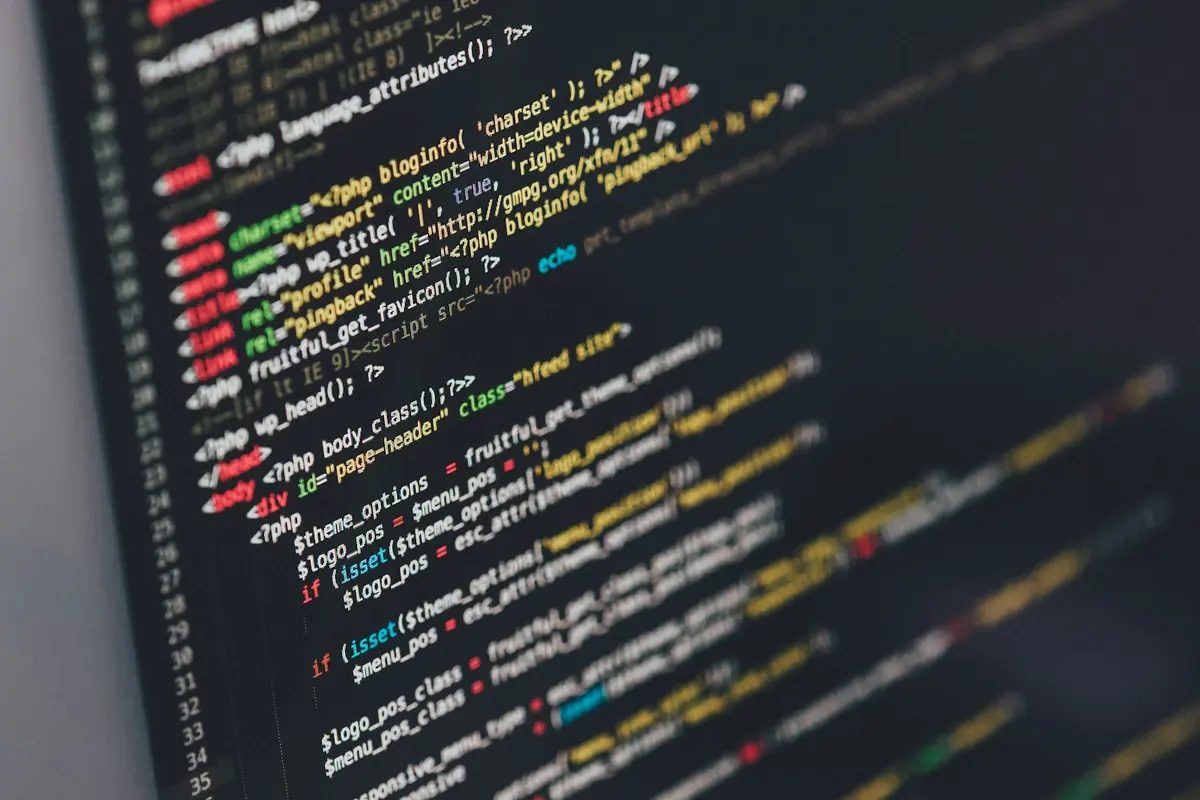 Code on a monitor during a website build